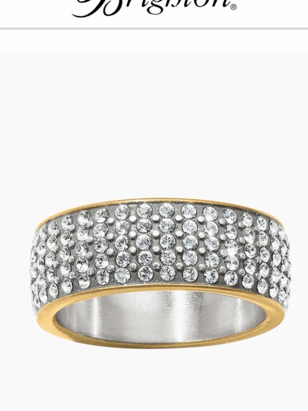 Brighton Gold and Silver Pavé Crystal Wide Band Ring